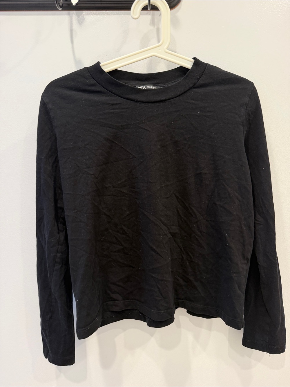 Zara Black Ribbed Crewneck Long Sleeve